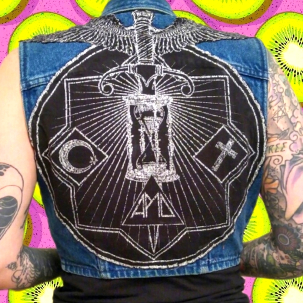 Vintage denim BONGO vest with patch.